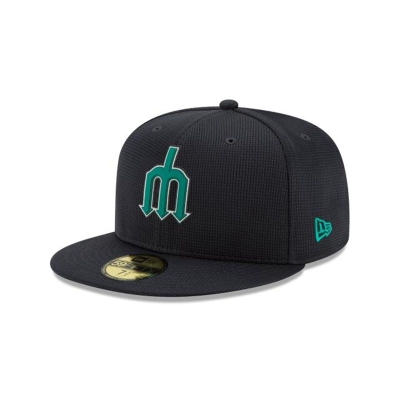 Blue Seattle Mariners Hat - New Era MLB Clubhouse Collection 59FIFTY Fitted Caps USA8217465